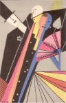 Postcard for carneval fashion of Wiener Werkstätte initialed. M.S. (front)