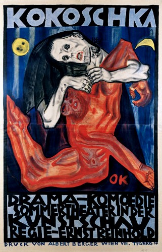 Kokoschka- Poster design for 'Murder, Hope of Woman', Kunstschau 1909.